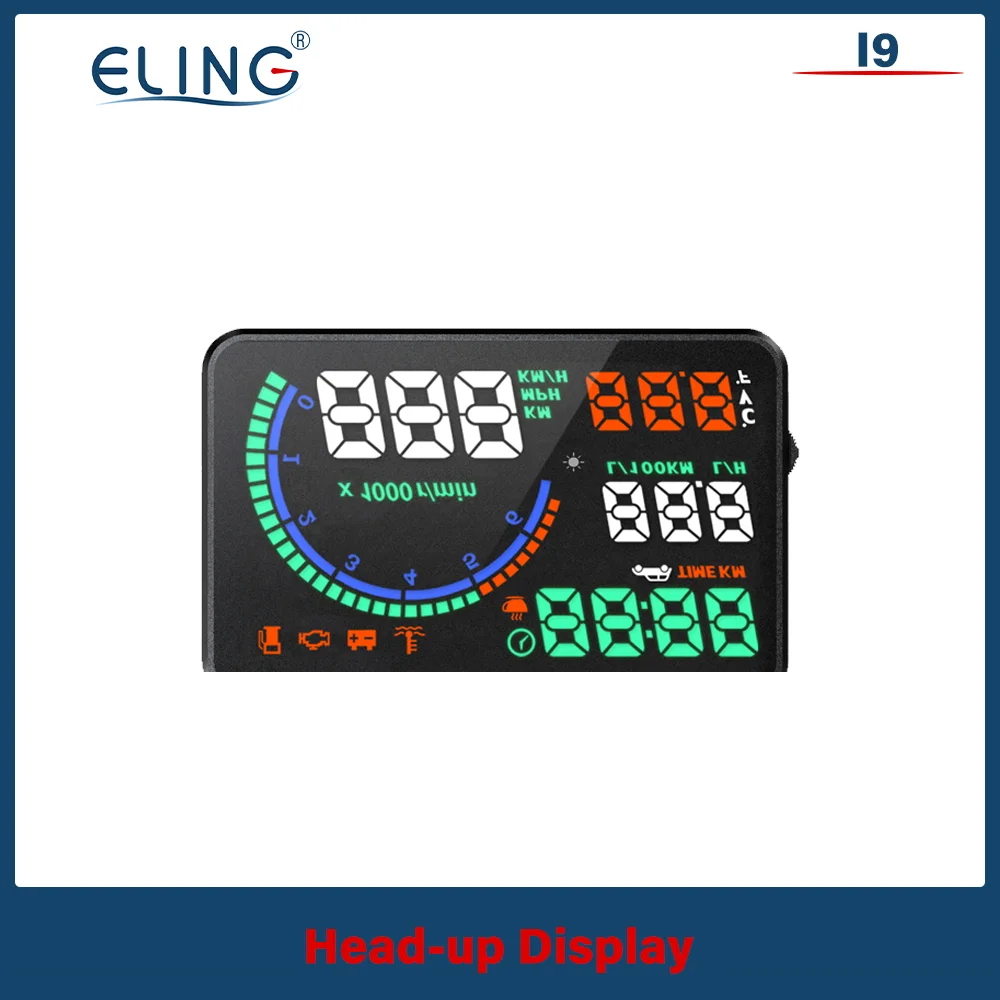 

ELING Auto OBD2 HUD Head Up display Car Speed Projector KMH MPH Speedometer Car Detector Fuel Consumption Security Alarm