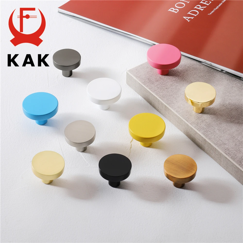 KAK Gold Cabinet Knobs Black Kitchen Handles Zinc Alloy Colorful Furniture Knobs for Kids Room 30mm Cupboard Door Pulls Hardware