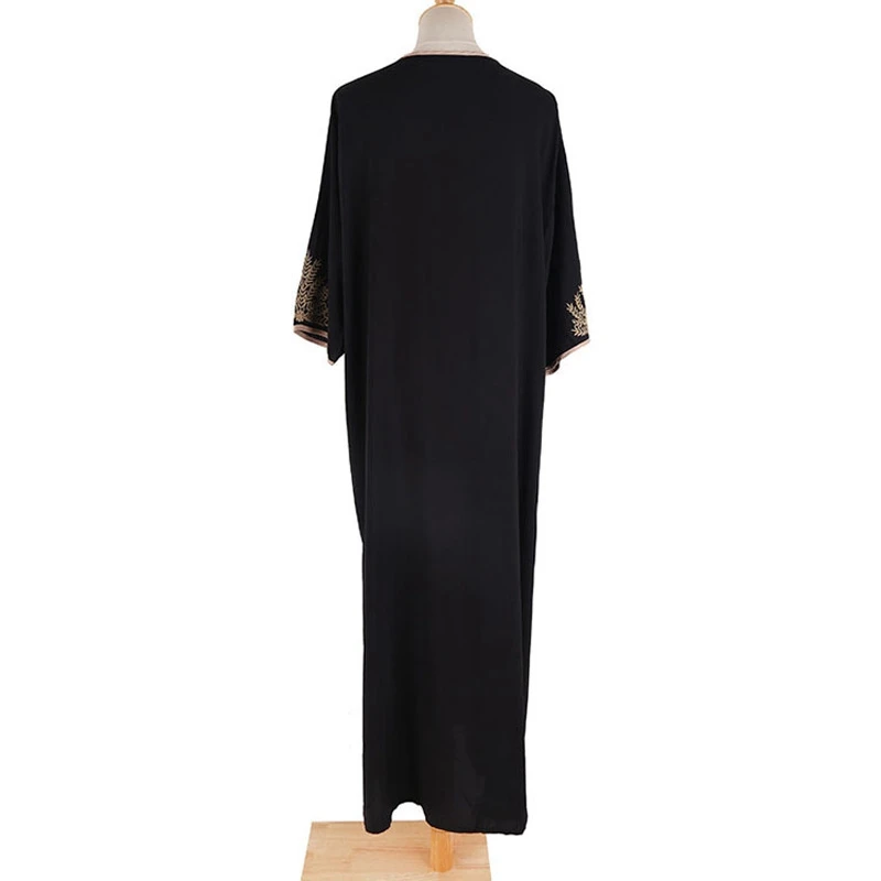 Luxury Design Black Dress India Trendy Gold Thread Accession Embroidery Royal Caftan For Women Plus Size Ankle Length Long Gowns