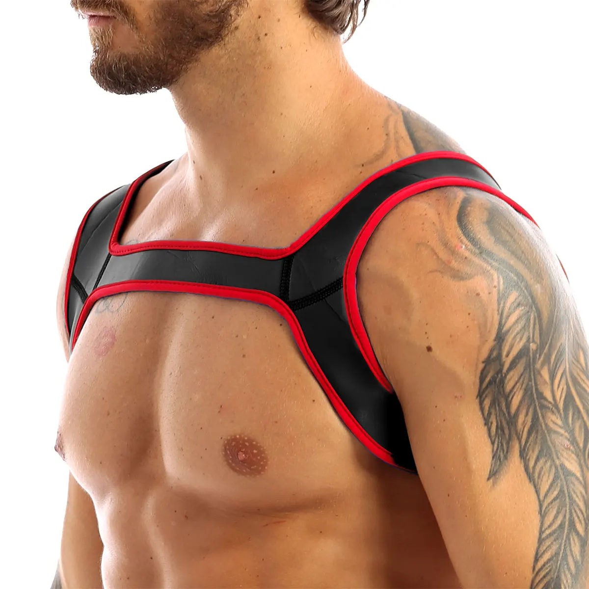 Harness Mens Neoprene Shoulder Wide Straps Harness Belt Muscles Protector Role Play Fancy Clubwear Cosplay Party Costume Strap