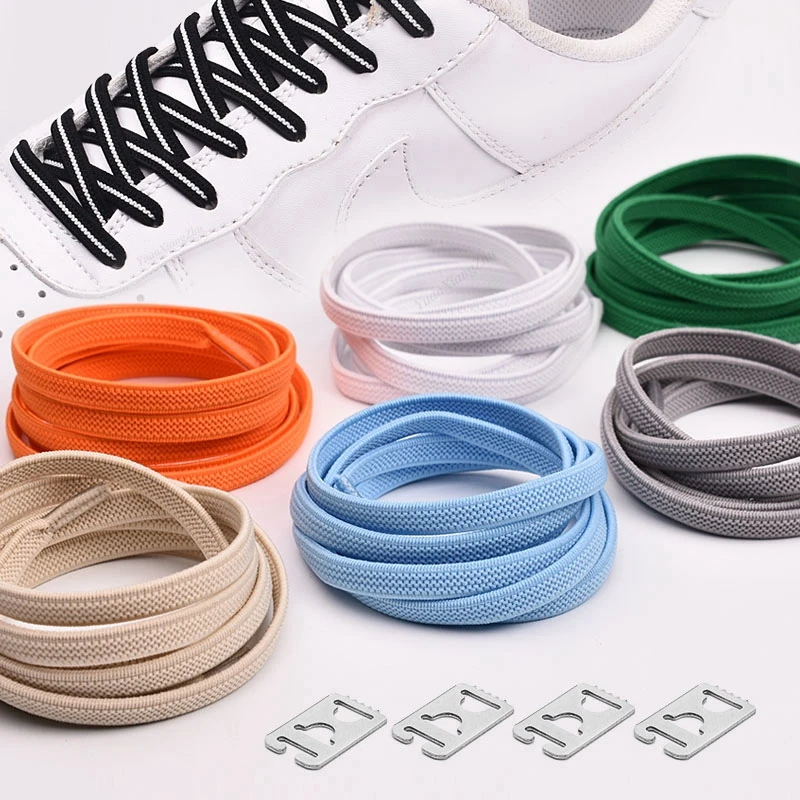 1Pair No Tie Shoelaces Elastic Shoelaces Kids Adult Quick Lazy Laces Flats Rubber Sneakers Running Shoelace 24 Colors