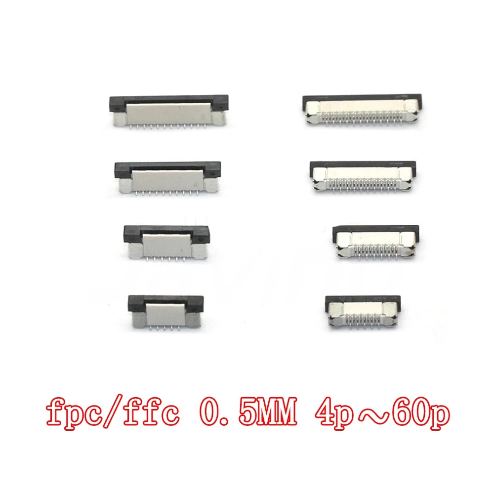 10PCS FFC FPC Socket 0.5mm 4/6/7/8/9/10/12/14/15/16/20/22/24/26/28/30/34/40/45/50/54/60 Pin Vertical Type Ribbon Flat Connector