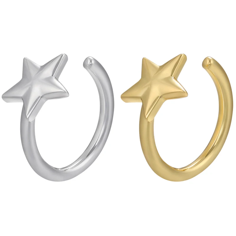 ZHUKOU gold color star ear clip brass ear cuffs simple lightweight fashion No Pierced earrings jewelry wholesale VE448