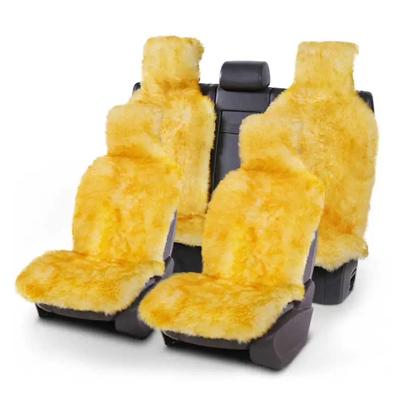 AUTOROWN Car Seat Cover 1 Set Universal Size Natural Australian Sheepskin Car Sear Cushions Auto Interior Accessories For Winter