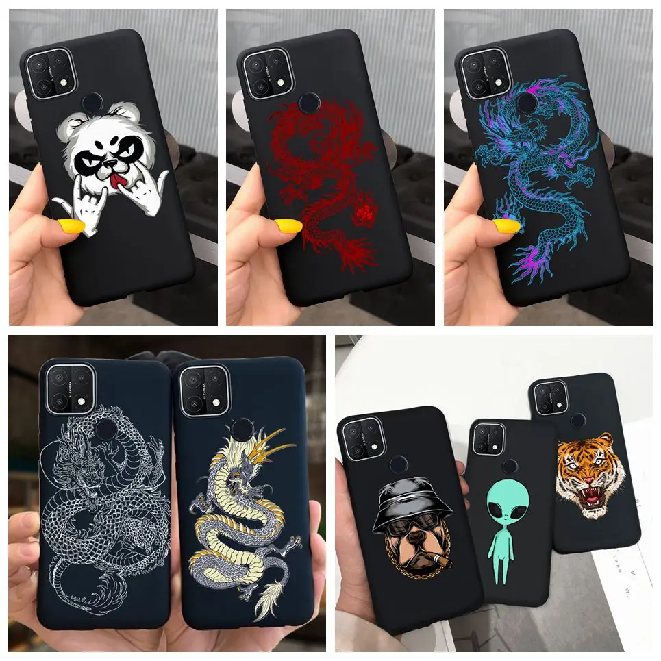 Phone Case For OPPO A15 Black Cool Series Dragon Alien Soft TPU Silicone Cover For Oppo A15 Cases Shockproof Bumper Oppo A 15