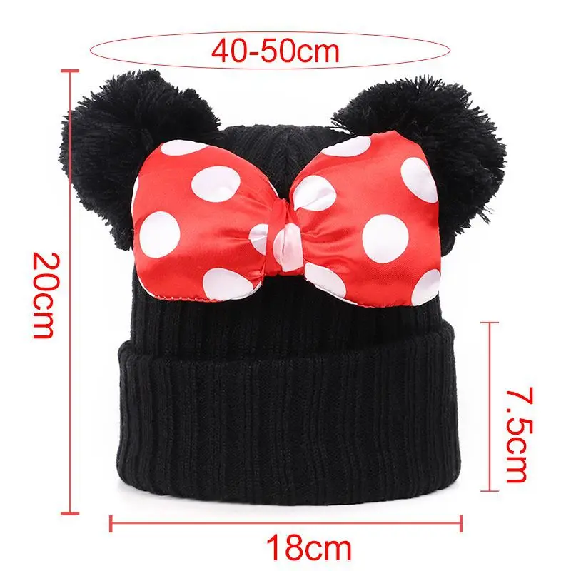 Autumn and winter new children 1-9 years old bow knot double wool ball cute sweet woolen hat warm knitted hat 1-9 years old