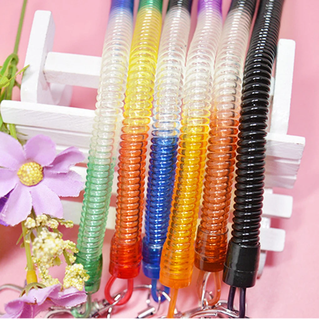 Wallet Phone Elastic Spring Coiled Plastic Key Chain Clip Key Ring Spiral Strap Rope Stretchy Lanyard
