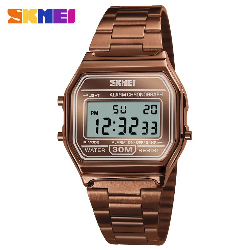 Neue Business-Herrenuhr im Retro-Stil, wasserdichte elektronische Uhr, modische Persönlichkeitsuhr, dünnes Armband, Relogio Masculino Digital SKMEI