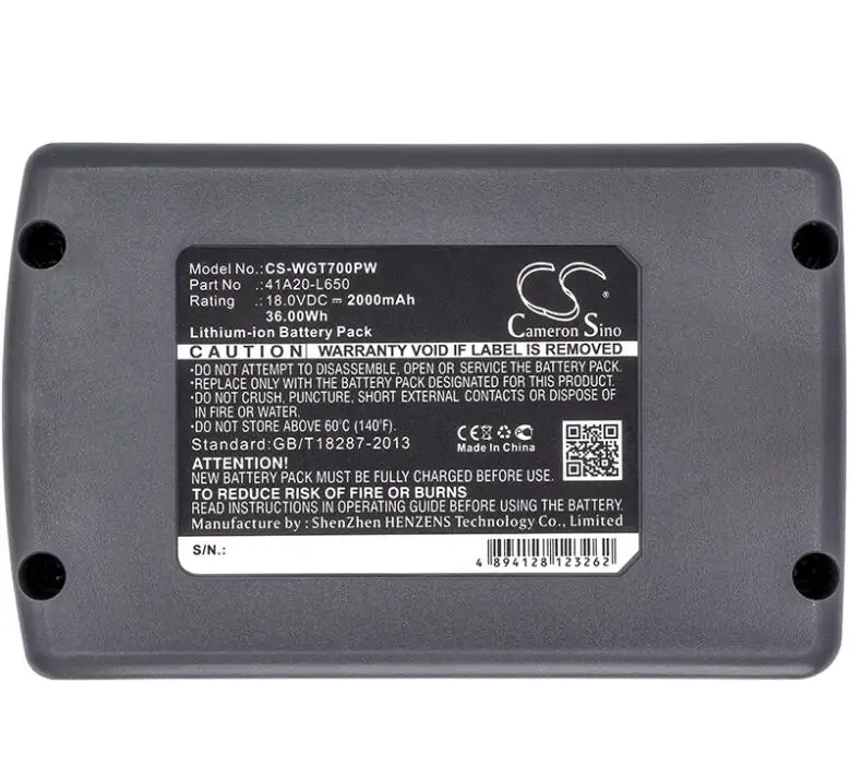 

cameron sino 2000mah battery for WOLF GARTEN BA 700 BA700 LI-ION LEAFBLOWER CSA 700 GTA700 LI-ION TRIMMER 4009269304979