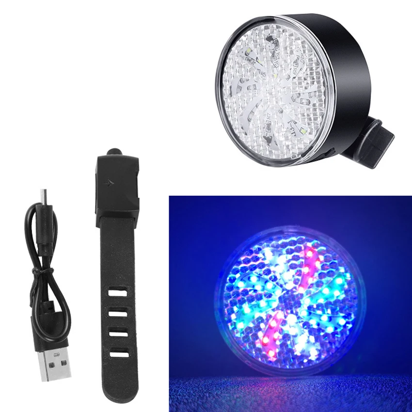 Fanale posteriore ricaricabile a LED per bici USB, torcia di sicurezza per ciclismo posteriore per bicicletta luminosa, batteria al litio da 500mah, rosso, cambio colore