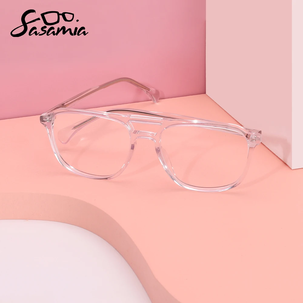 SASAMIA Male Glasses Eyewear Eyeglasses Frame Men Business Transparent Frame Glasses Double Layer Luxury Glasses Frames for Man