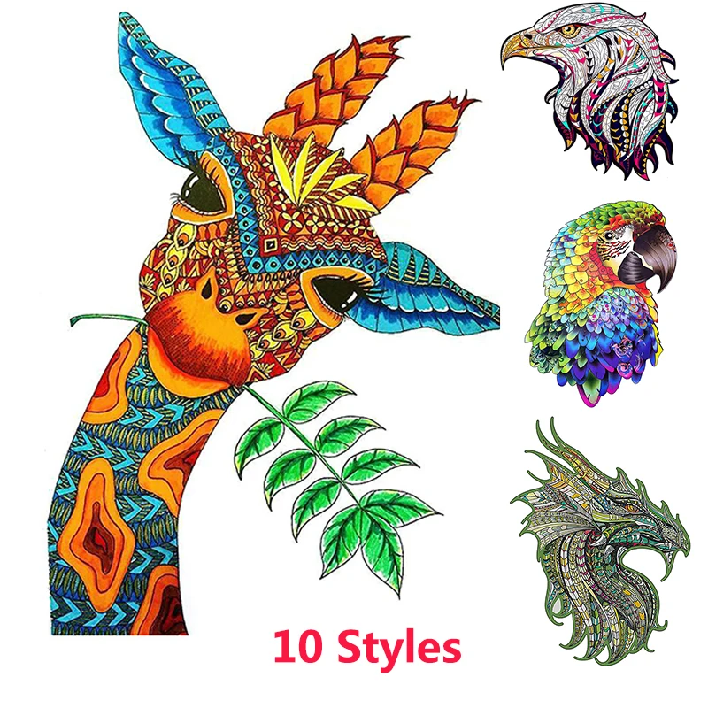 Animals Wooden Puzzle Unique Shape Diy Jigsaw Creative Crafts for Children Birthday Gift 10 Styles