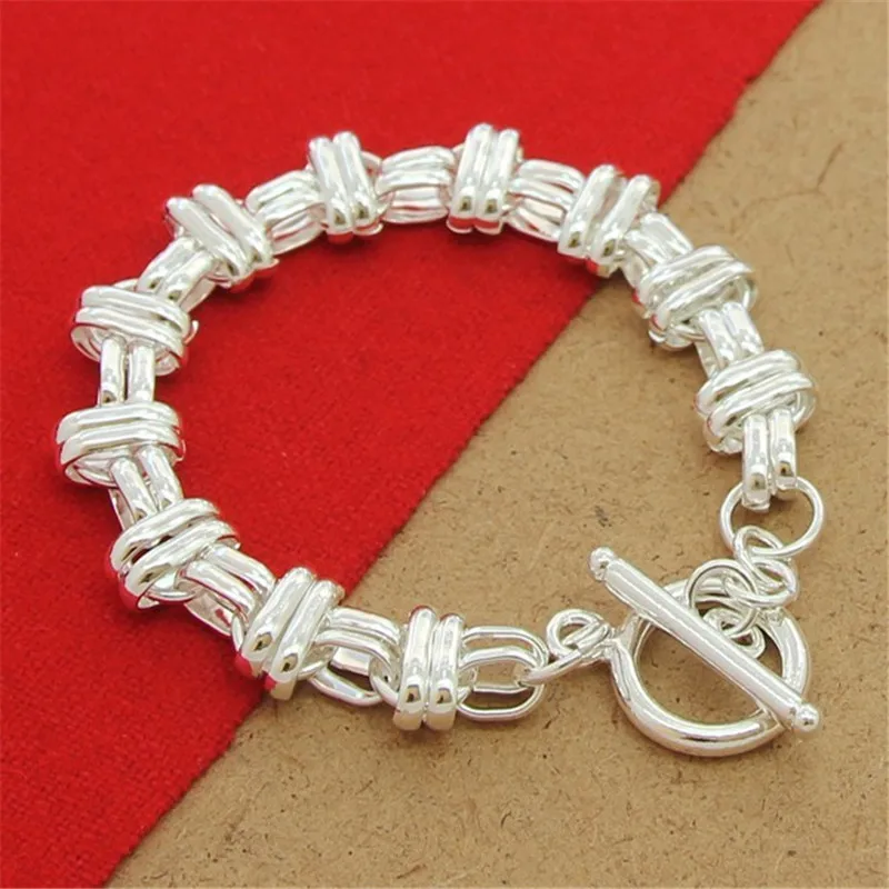 Hip Hop Men 925 Silver Bracelet Handmade Silver Bracelet Party Jewelry Gift