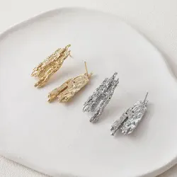 2PCS Irregular Design Studs Earrings Fashion for Jewelry Making Diy Earrings Supplies Brass 14k Gold Plated Accessories