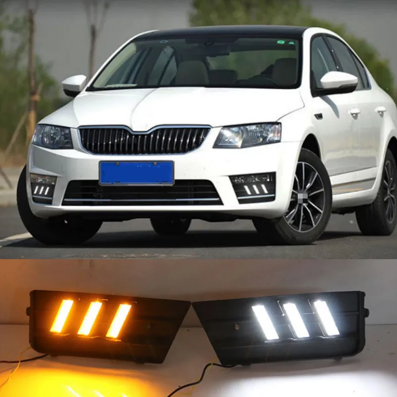 

For Skoda Octavia 2017 Car Accessories Waterproof 12V DRL Fog Lamp Decoration LED Daytime Running Light