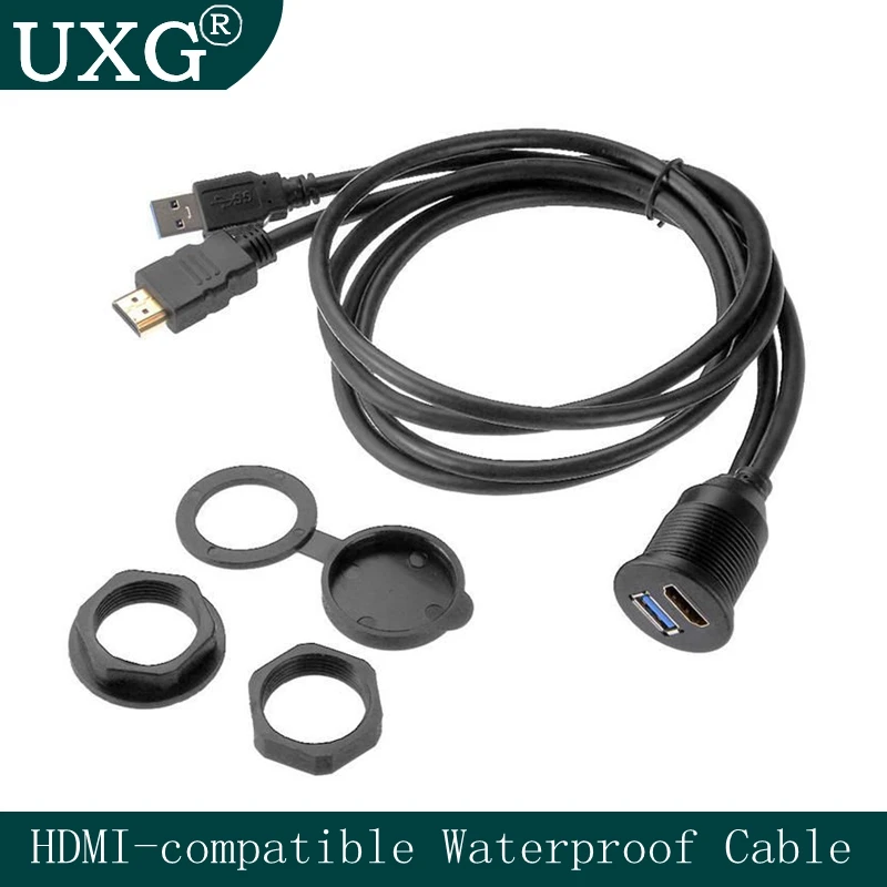 

USB 3.0 Y HDMI-compatible HD+ USB3.0 Cable De Montaje A Prueba De Agua Para Coche, Barco Y Motocicleta