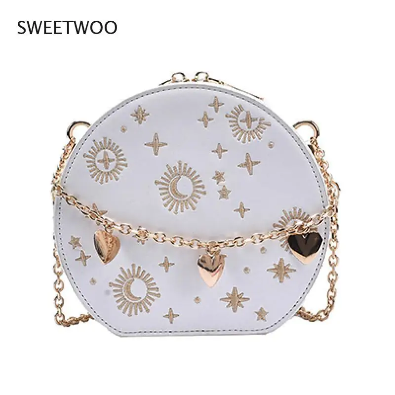 Fashion Starry Sky Round Bags Women Crossbody Bag Luxury Chain Circular Shoulder Bag Lady Small Embroidery Women\'s Handbag 2020