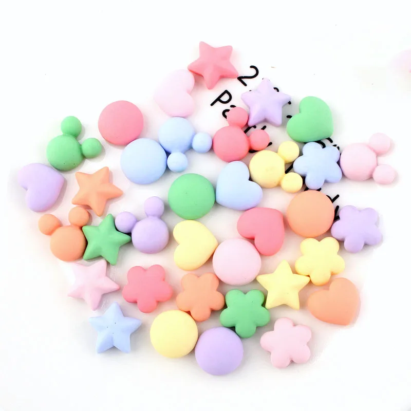 150pcs Resin Simulation Cream Love Heart Stars Flowers Flat Back Cabochon Charm, DIY Scrapbook Embellishment Decoration