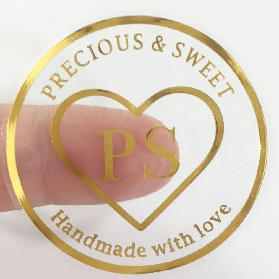 Custom Logo Labels Stickers Personalized Text Business Logo Clear Transparent Gold Foil Rose Gold, Silver, Customize Wedding