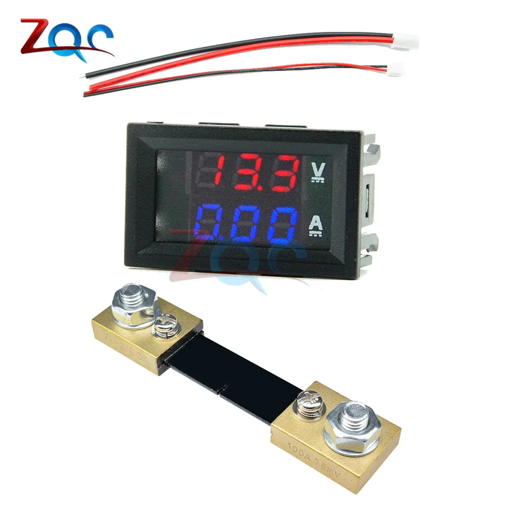 Mini 0.28 woltomierz z podwójnym wyświetlaczem LED amperomierz DC 0-100V / 7-110V 100A Panel wzmacniacza napięcie Volt miernik prądu z 100A 75mV