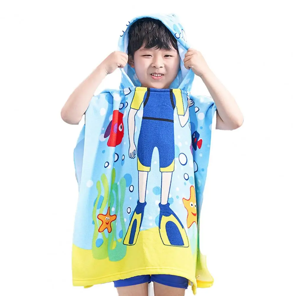 Towel Poncho for Children Microfiber Bathrobe Kids Surf Pool Changing Robe Girl Boy Quick Dry Beach Children\'s Swimming Towels