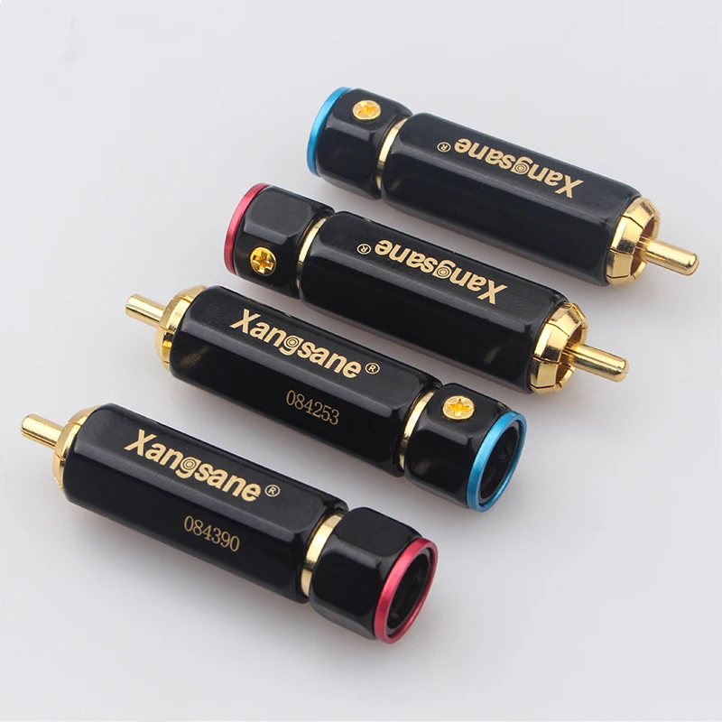 Xangsane 4 sztuk/8 sztuk/20 sztuk/50 sztuk samoblokujący solderless pozłacane lotus wtyczka wtyczka RCA audio kabel sygnałowy wtyczka