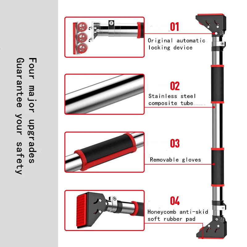 200kg Adjustable Door Horizontal Bars Exercise Home Workout Gym Chin Up Pull Up Training Bar Sport Fitness Equipments
