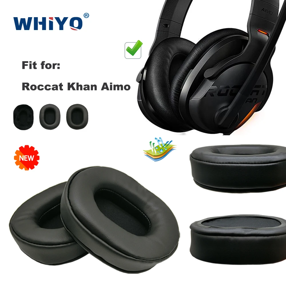 Replacement Ear Pads for Roccat Khan Aimo Headset Parts Leather Cushion Velvet Earmuff Earphone Sleeve Cover