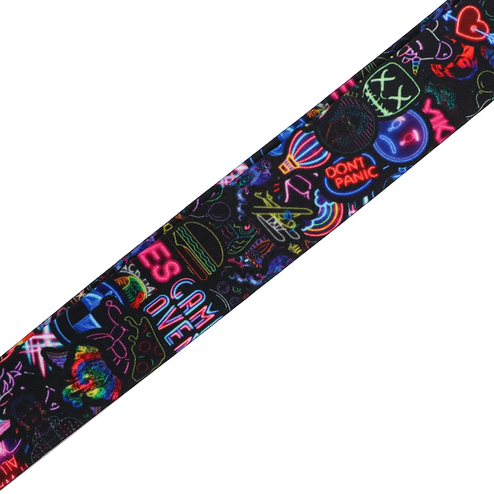 LX1015 Neon Light Lanyard Neck Strap for Keys ID Badge Holder Neck Strap Keychain Hang Rope Lasso Fashion Phone Strap Accessory