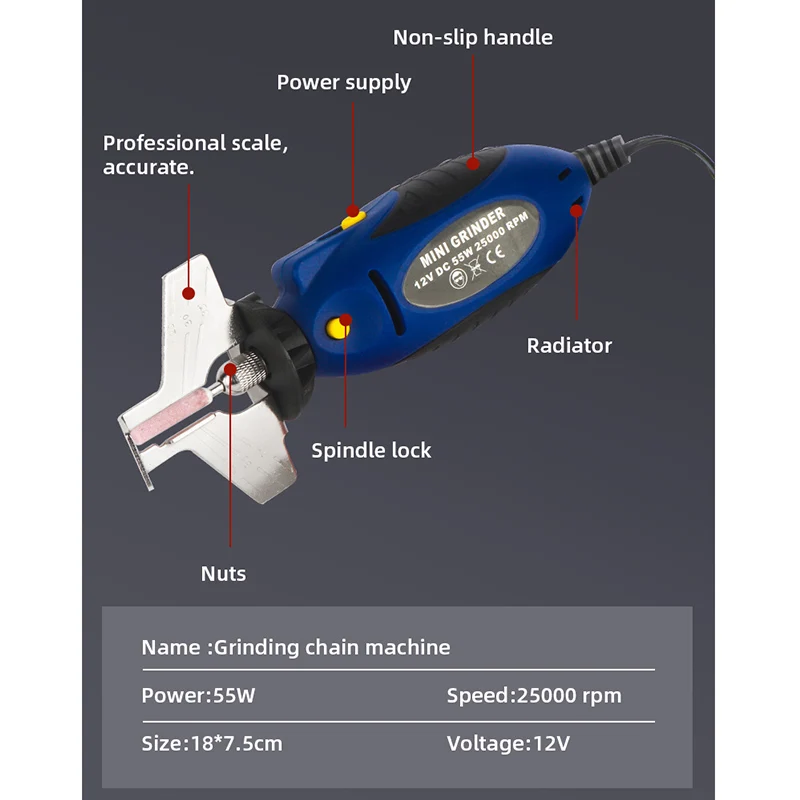 12V Chainsaw Sharpening Kit Saw Chains Tool Drill Rotary Accessories Set Electric Grinder Sharpening Polishing Attachment Set