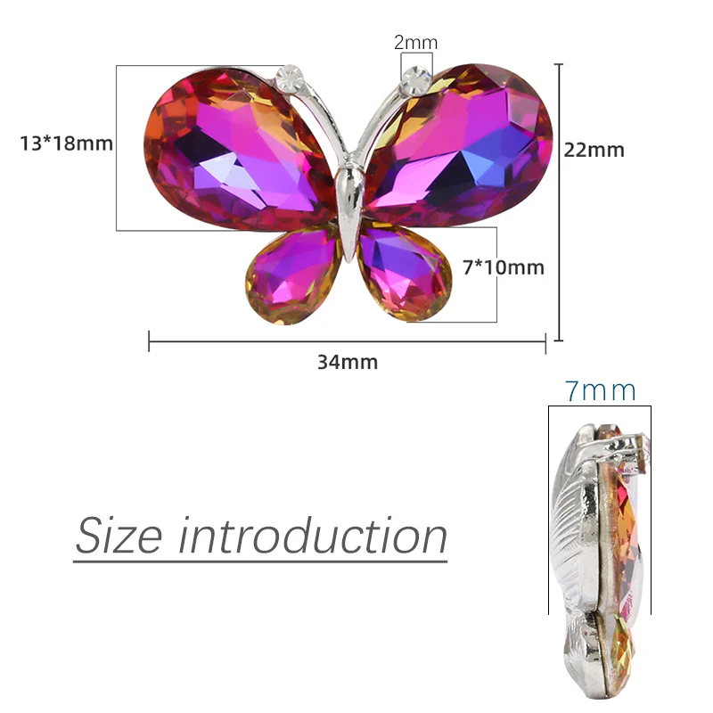 Glitter Butterfly Rhinestone Claw Sets Glue On Bags Clothes Decoration Glass Strass Metal Frame With Drop Crystal Rhinestones