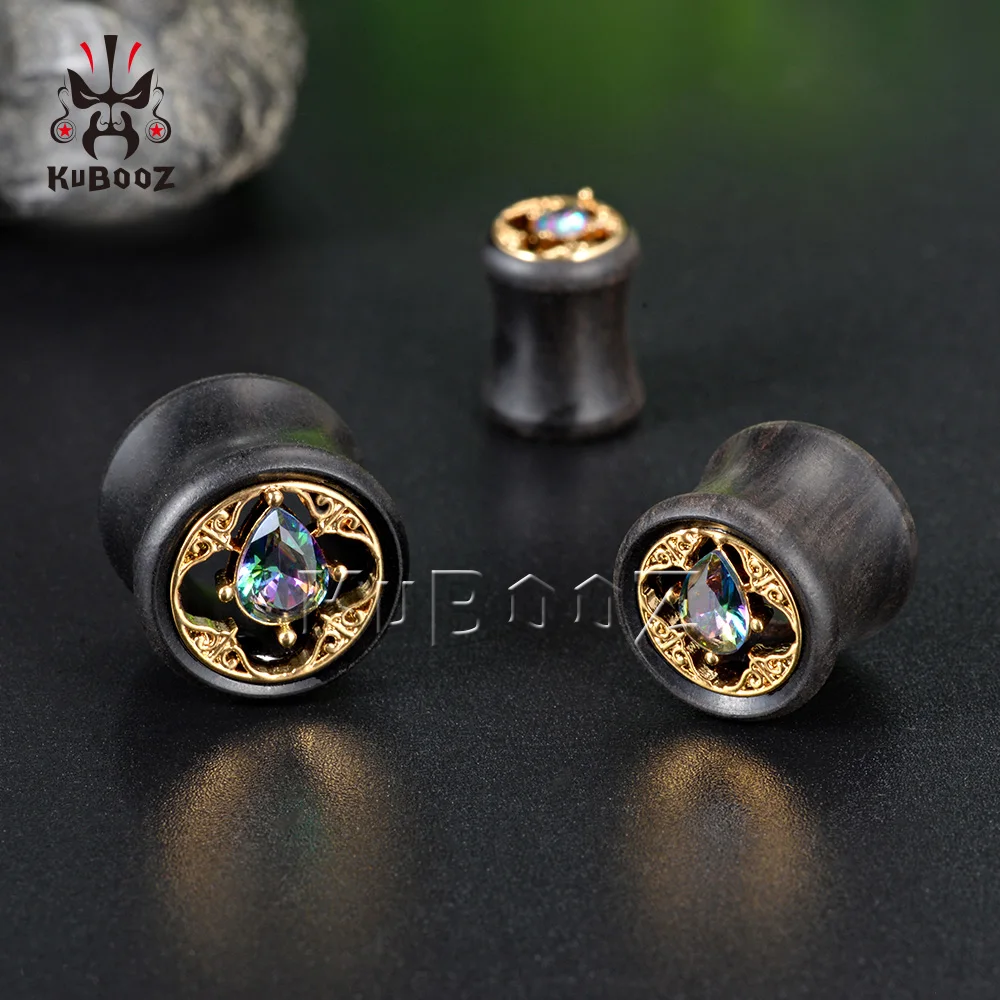 Wholesale Price Zircon Wood Ear Plugs Gauges Expanders Body Piercing Jewelry Earring Tunnels Stretchers 34PCS