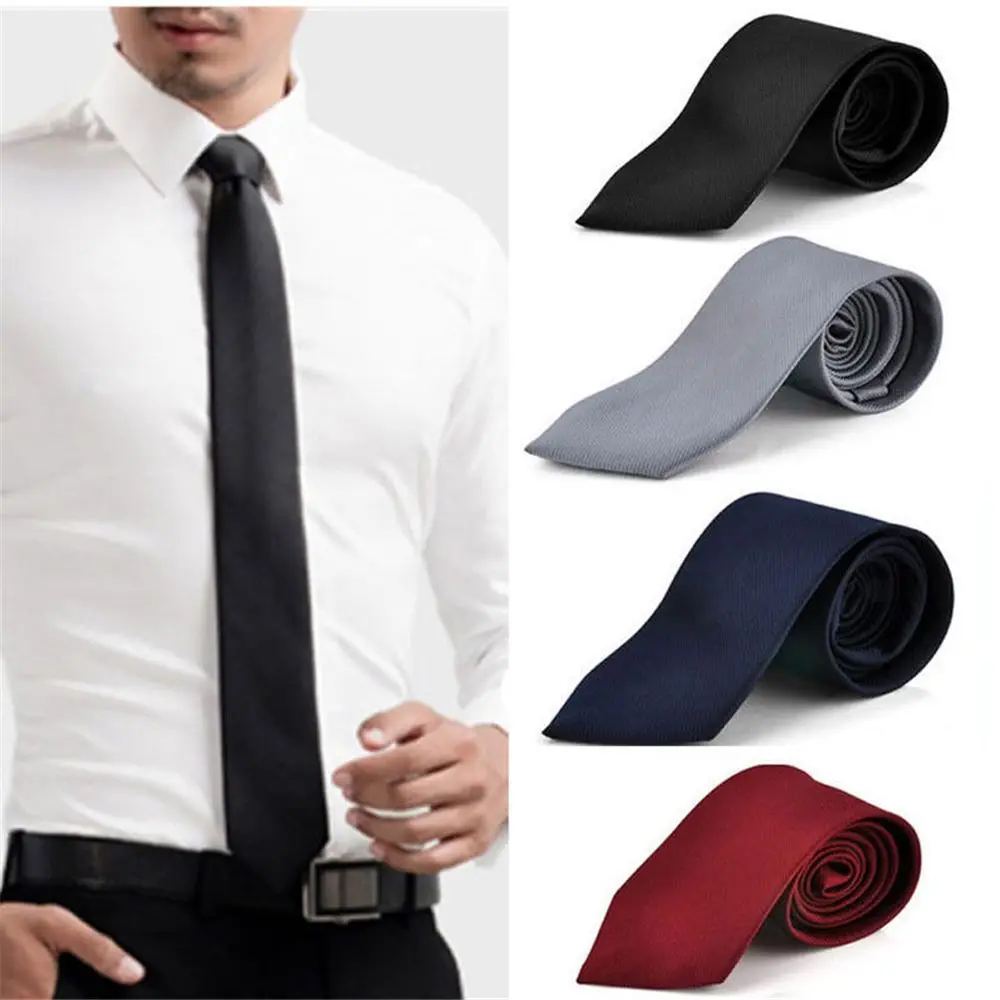 Slim Neck Plain Skinny wedding Tie Necktie Silk