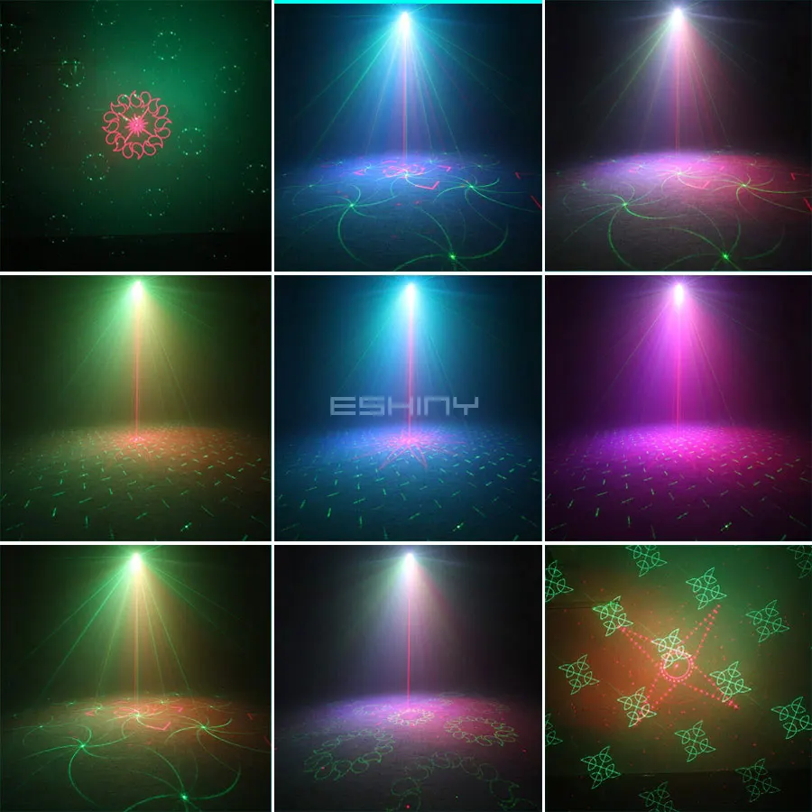 ESHINY Mini 6 Len DJ RGB UV LED Disco Party Light R&G Laser Projector 60 Patterns Home Dance Birthday Stage Effect Lamp USB R8N7