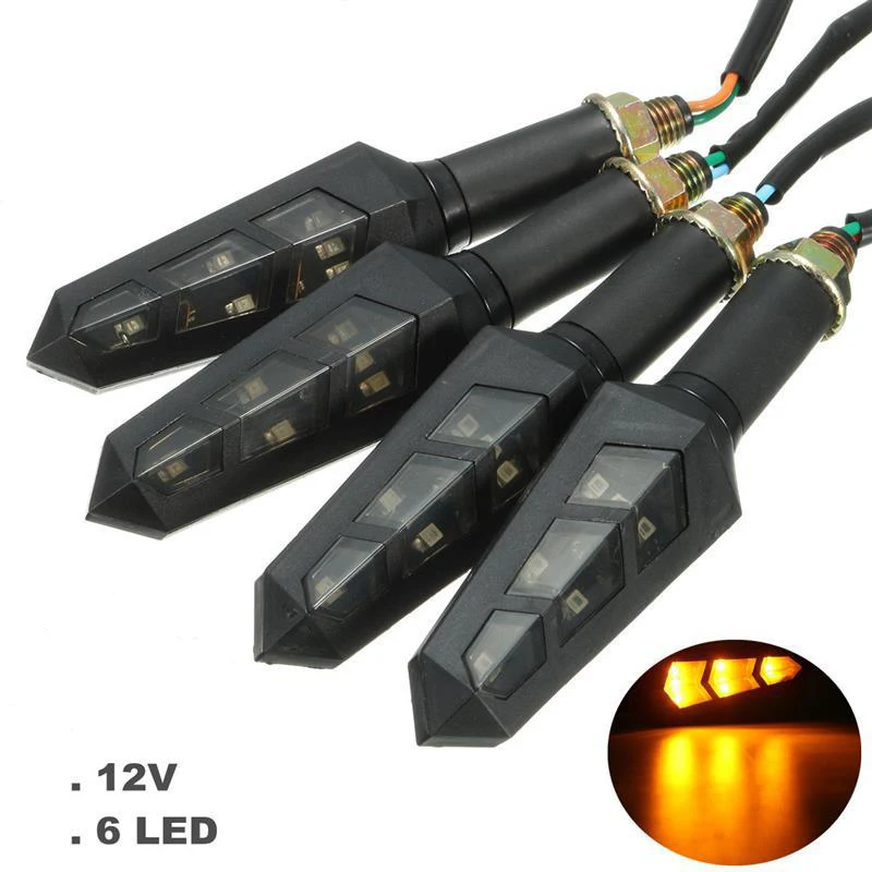 6 LED Motorcycle Turn Signal Light Flashing Motorbike Indicator Blinker Moto Waterproof Tail Lights Signal Lamp 12V