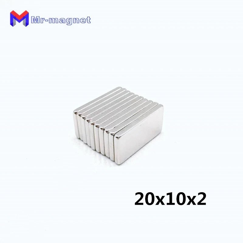 100Pcs Super Powerful Neodymium Magnet Block Permanent NdFeB Strong Cuboid Magnetic materials rare earth magnets 20x10x2 mm