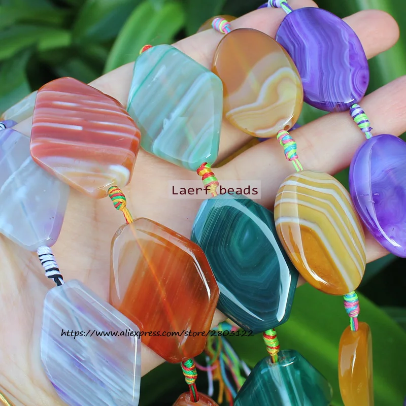 Natural Stripe Agate Nugget Oval Beads ,Many Color ,Gem For DIY Jewelry Making !We provide mixed wholesale for all items!