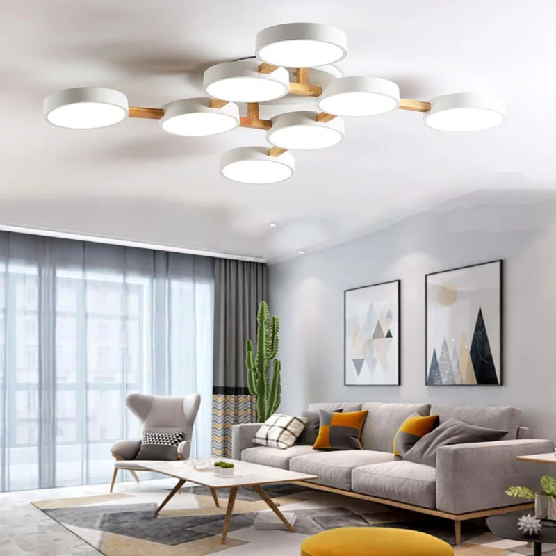 Simple Style Led Ceiling Lamp Bedroom Ceiling Chandelier Modern Living Room Lamp Dining Room Pendant Lamp Solid Wood Indoor Lamp