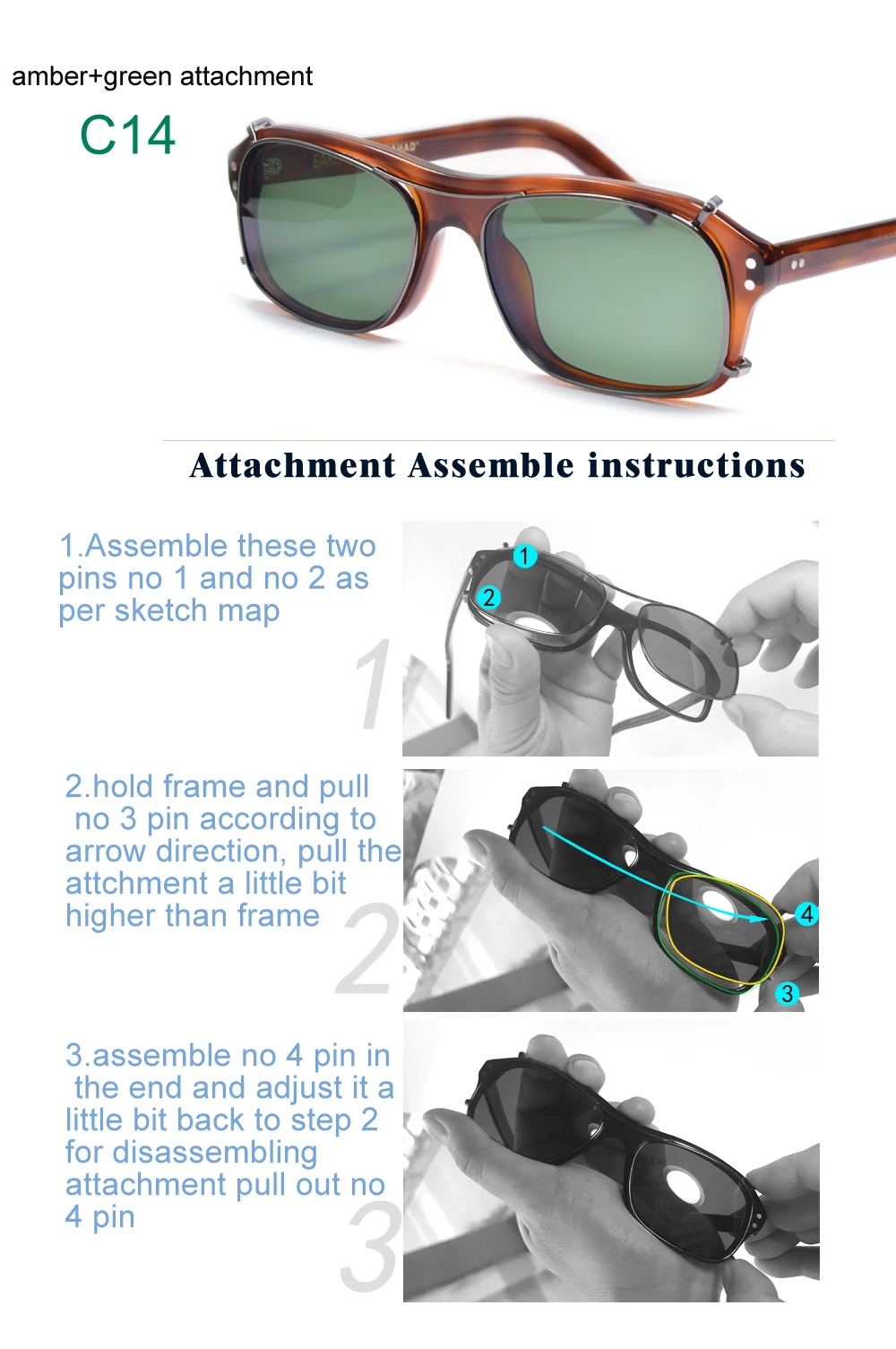 Kingsman Film Cosplay Brille Vintage Rechteck Brillengestelle für Männer Clip-on-Befestigung Polarisierte Sonnenbrille mit Etui – Detail 22