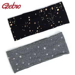 Geebro-Diadema elástica acanalada para mujer, diadema estampada de lunares con pintura de estrellas, accesorios para el cabello para mujer, novedad de verano