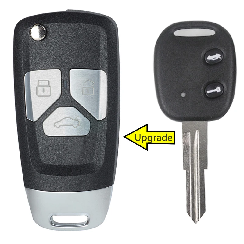 KEYECU 433MHz ID48 Chip P/N:CE 0678, MODEL: RK950EUT Upgraded Flip Remote Car Key Fob 3B DW04R Blade for Chevrolet Aveo