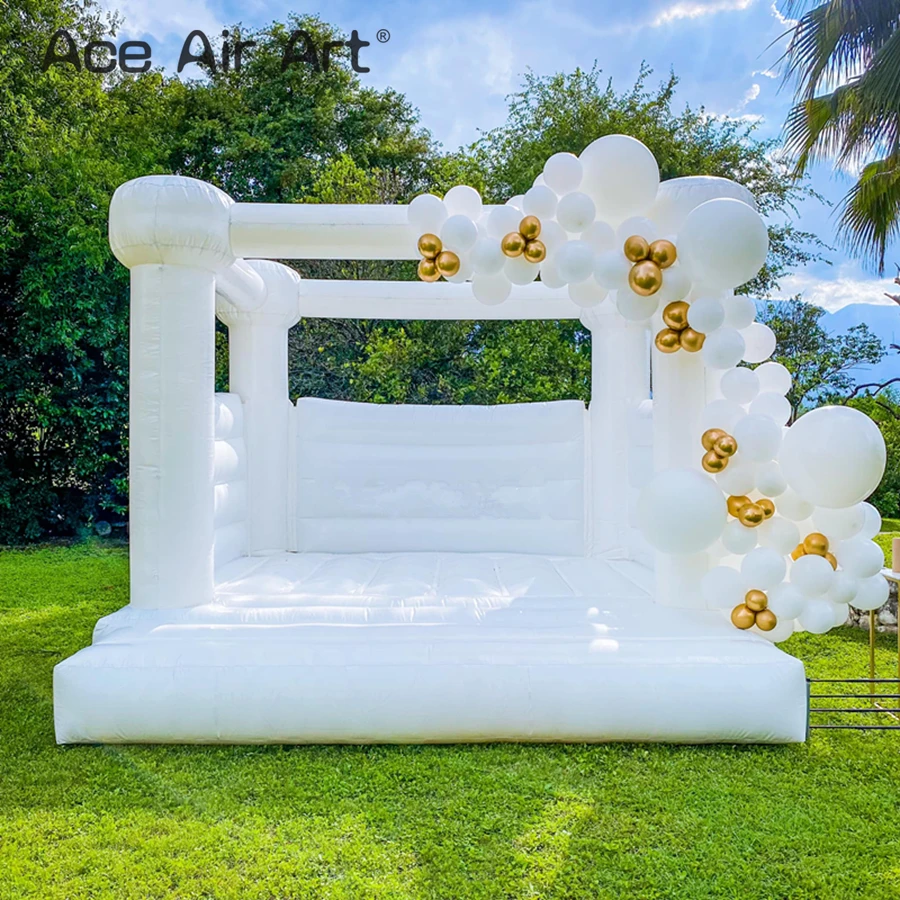 แฟชั่นส่วนบุคคลงานแต่งงาน Inflatable Bouncer กระโดด Trampoline พร้อมเครื่องเป่าลมสําหรับพิธีกลางแจ้ง Made In China