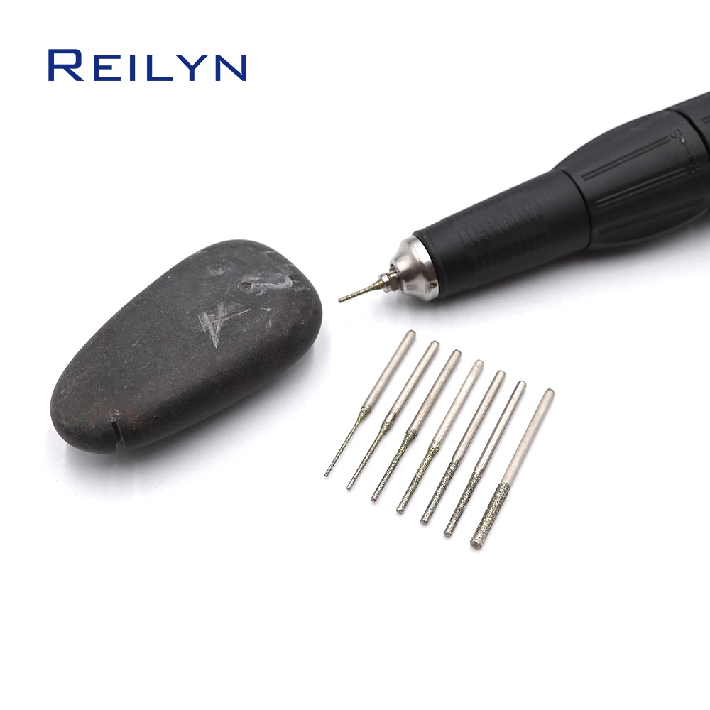 20pcs Extra Long Diamond Drill Bit 120# Emery Peeling Bit Small Drilling Bits Type A Tooth Burr