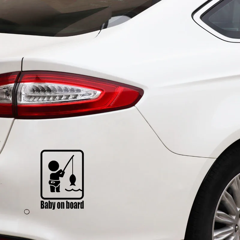 11*15.2CM BABY ON BOARD Fishing Fashion Vinyl Car Sticker Funny Personality Window Decals C1-4020