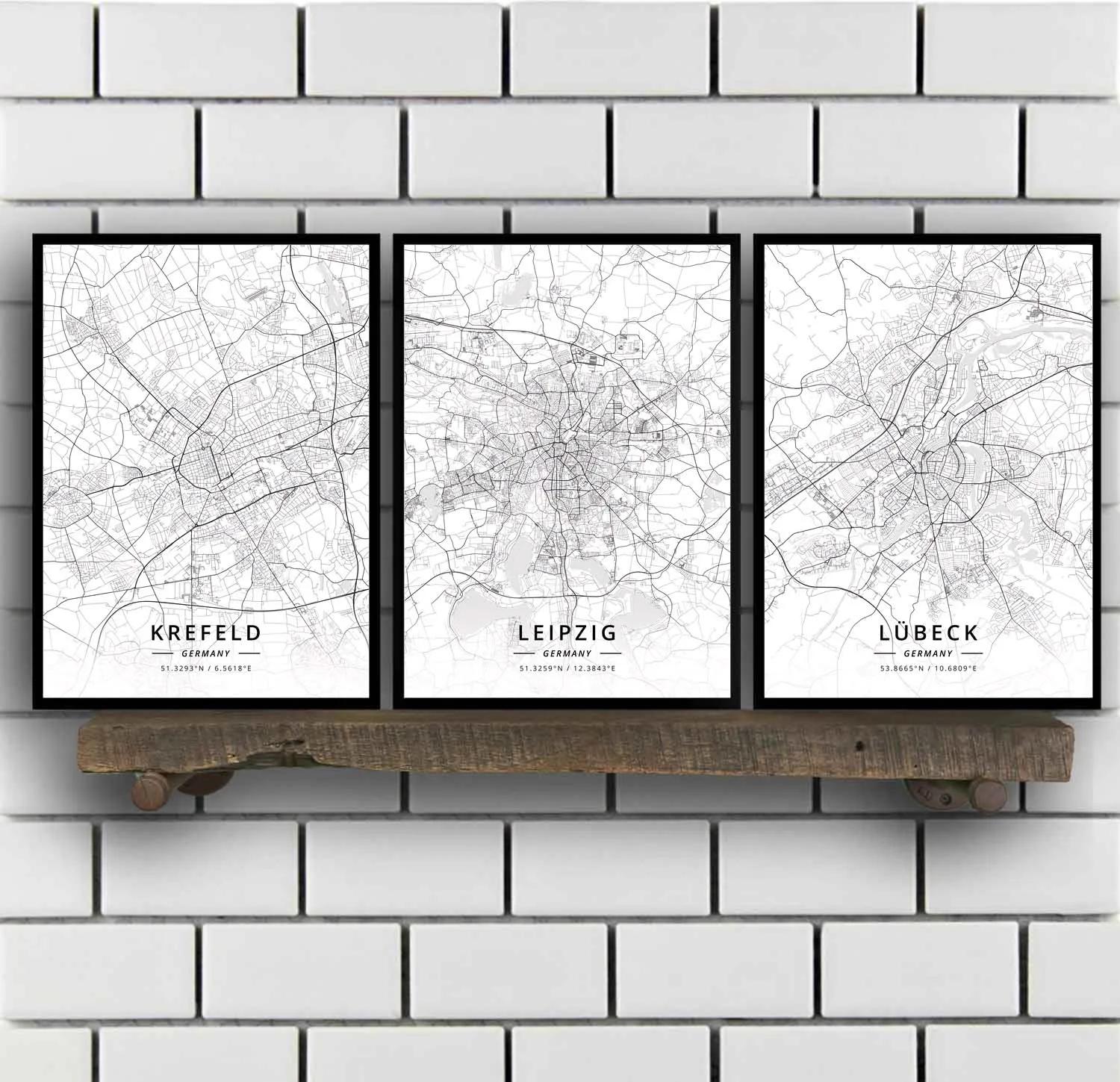 Krefeld Leipzig Lubeck Magdeburg Mainz Mannheim Monchengladbach München Munster Nerberg Oberhausen Osnabruck Deutschland Karte Poster