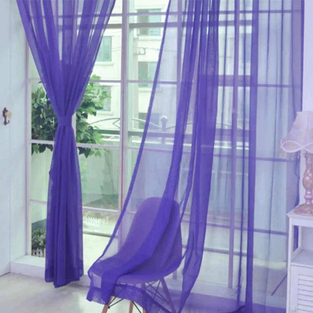 Sheer Curtain Eye-catching Window Drape Smooth Surface Washable  Useful Practical Material Tulle Curtain