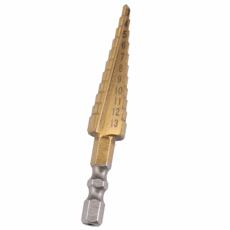 Basic hex handle cobalt step drill bit stainless steel metal hole drill double blade pagoda drill 3-13 bag box