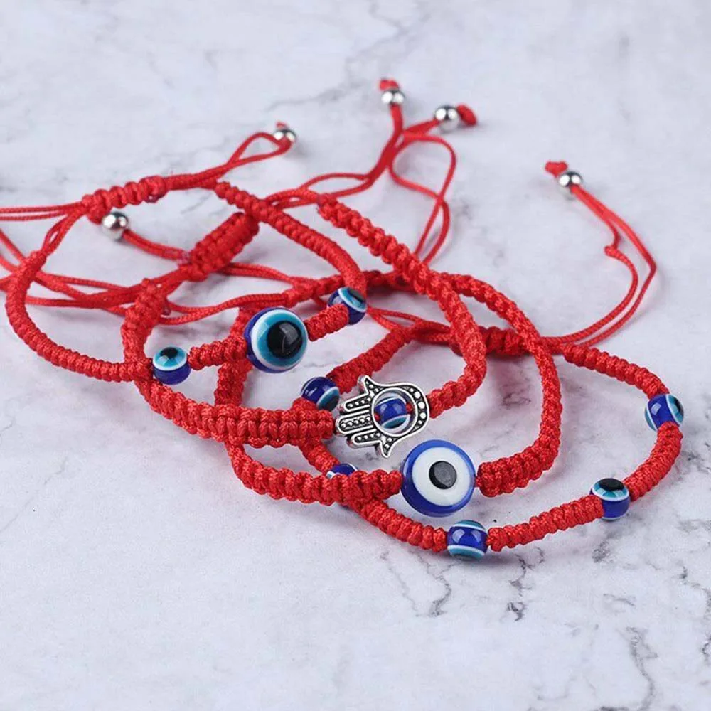 Handmade Braided Rope Lucky Red String Bracelet Blue Eye Charm Bracelets For Women Bring You Lucky Peaceful Adjustable Size