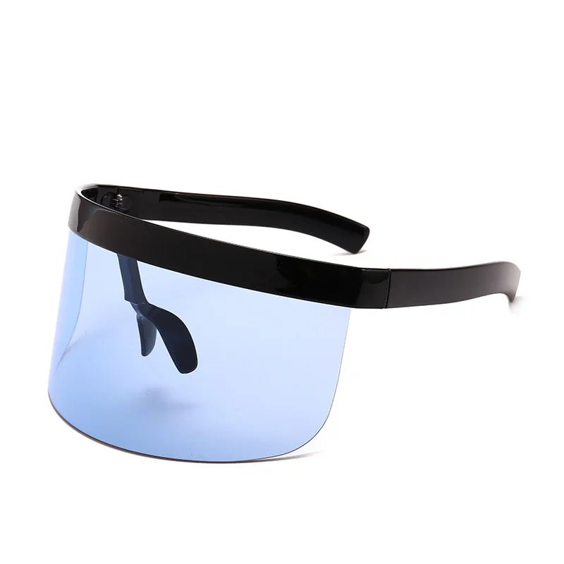 unscreen Anti-peeping Oversized Sunglasses 2019 Mirrored Mask Shape Shield Style Men Women Windproof One Large Lens Sun Glasses