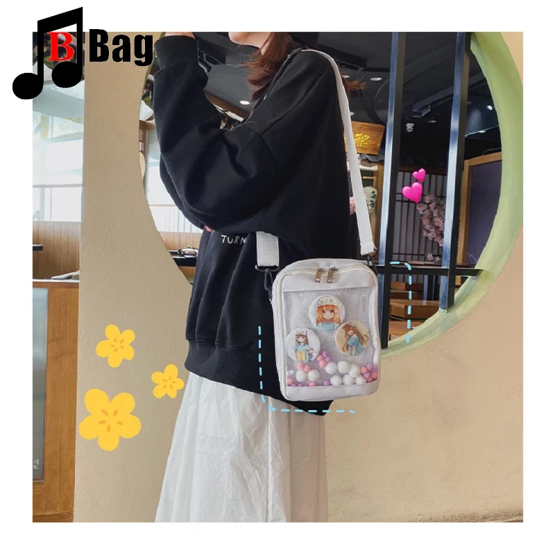 Japanese-Style Anime Merch Lolita Kawaii GirlWomen Itabag Handbag Plastic Bags Badge gift student School DIY Transparent Bag